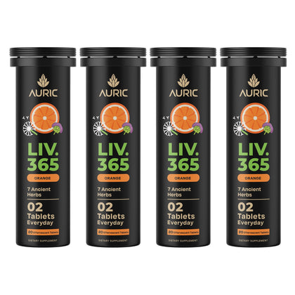 Tablettes effervescentes orange Auric Liv 365 en boîte
