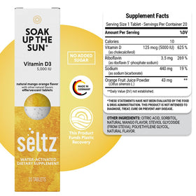 Tablettes effervescentes Seltz avec étiquette et informations nutritionnelles