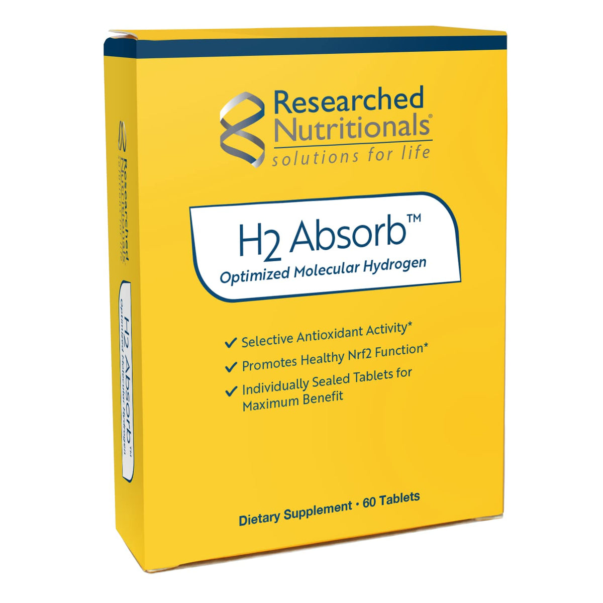 Tablettes H2 Absorb de Researched Nutritionals, vue avant du produit