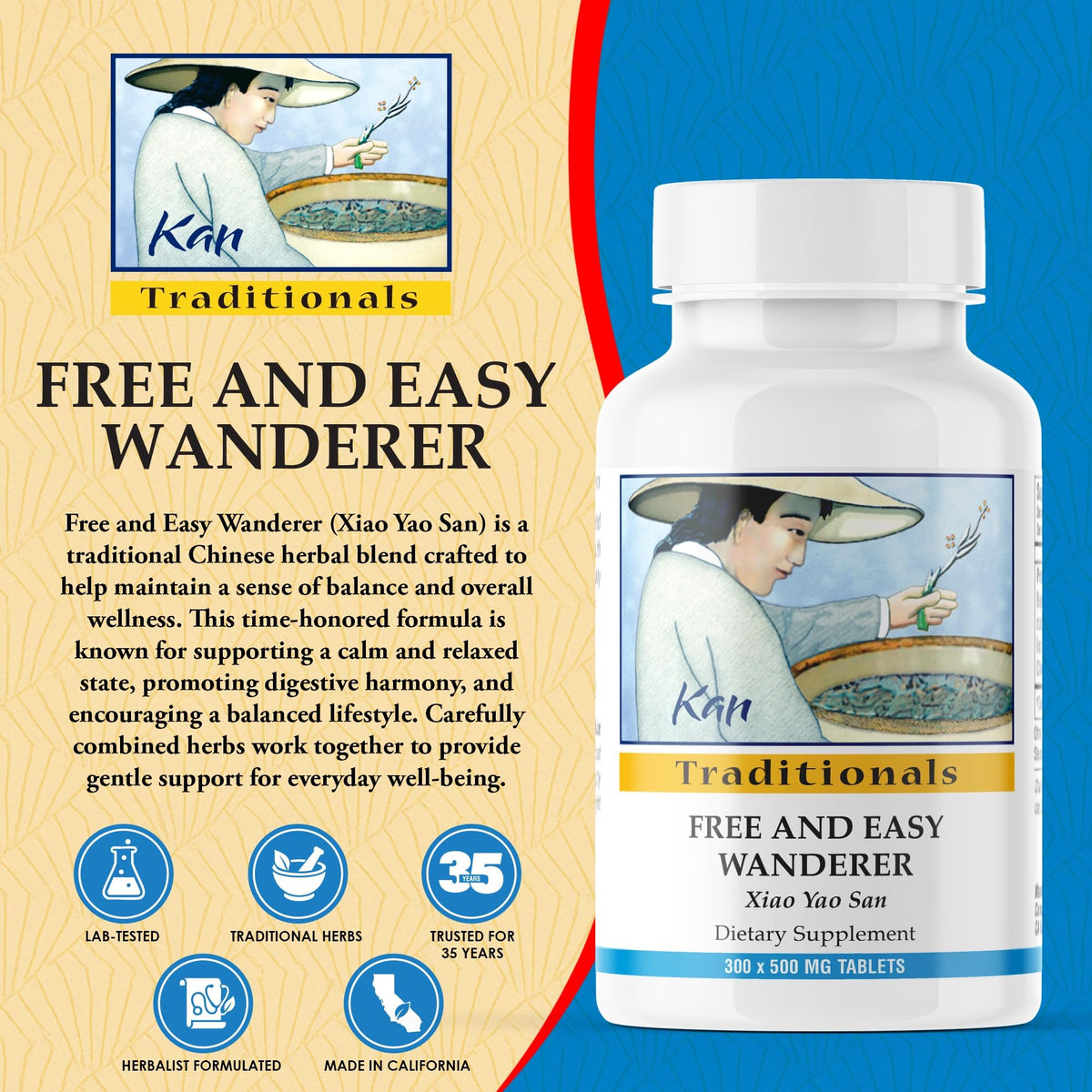 Tablettes Kan Herb Free and Easy Wanderer dans un bol