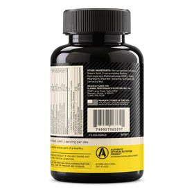 Tablettes Optimum Nutrition Opti-Men avec un verre d'eau