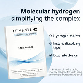 Tablettes PrimeCell H2 Hydroliv montrant l'apparence minérale après dissolution