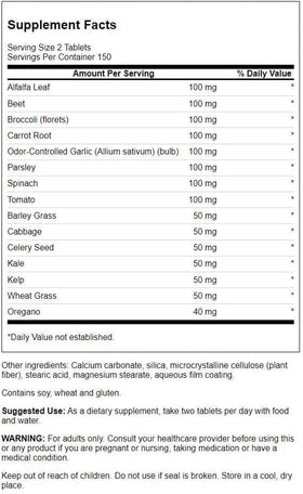 Tablettes Swanson Veggies4Life présentées sur une table
