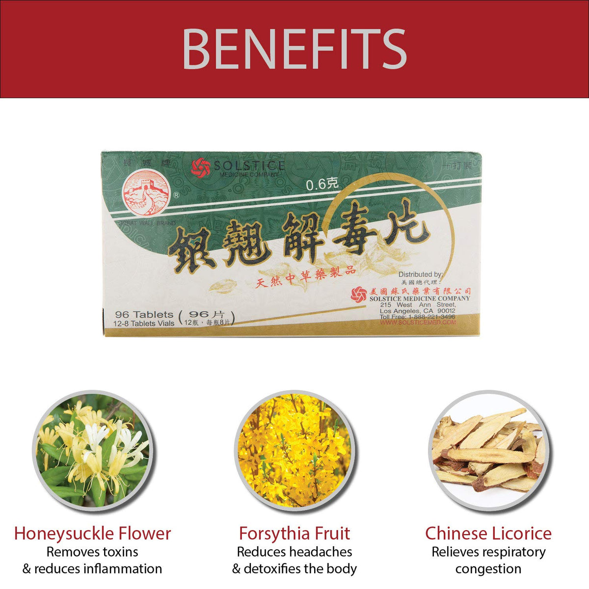 Tablettes Yin Chiao Chieh Tu Pien sur un fond blanc