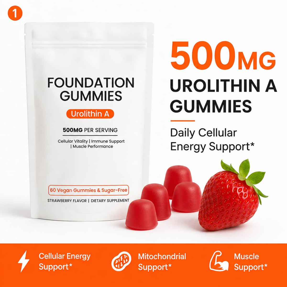 TADALAPRO gummies Urolithin A strawberry flavor close-up