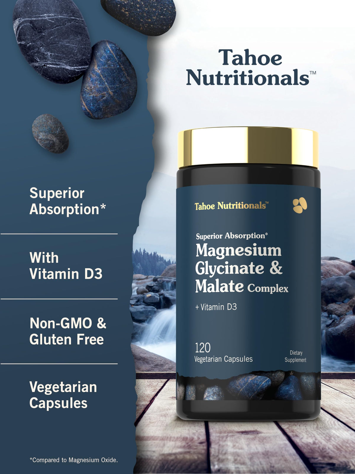 Tahoe Nutritionals Complément Magnésium Glycinate et Malate étiquette détaillée