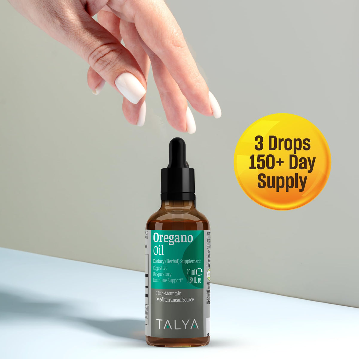 TALYA Huile d'Origan 20 ml avec goutteuse en verre