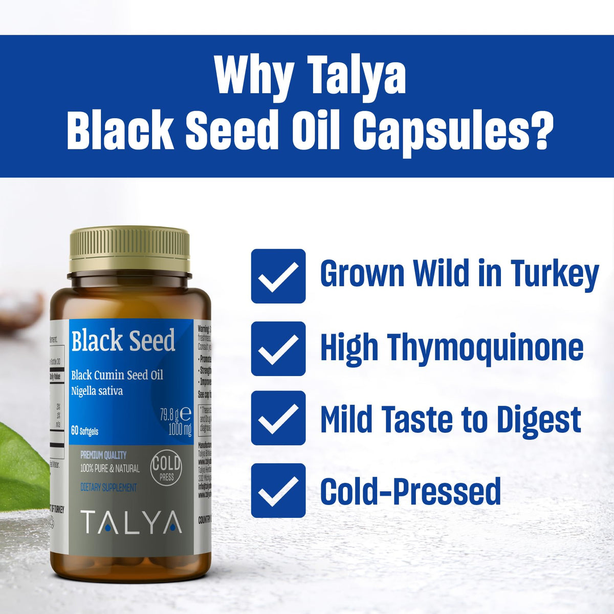 TALYA Huile de Graines Noires 100% Pure 113g - étiquette