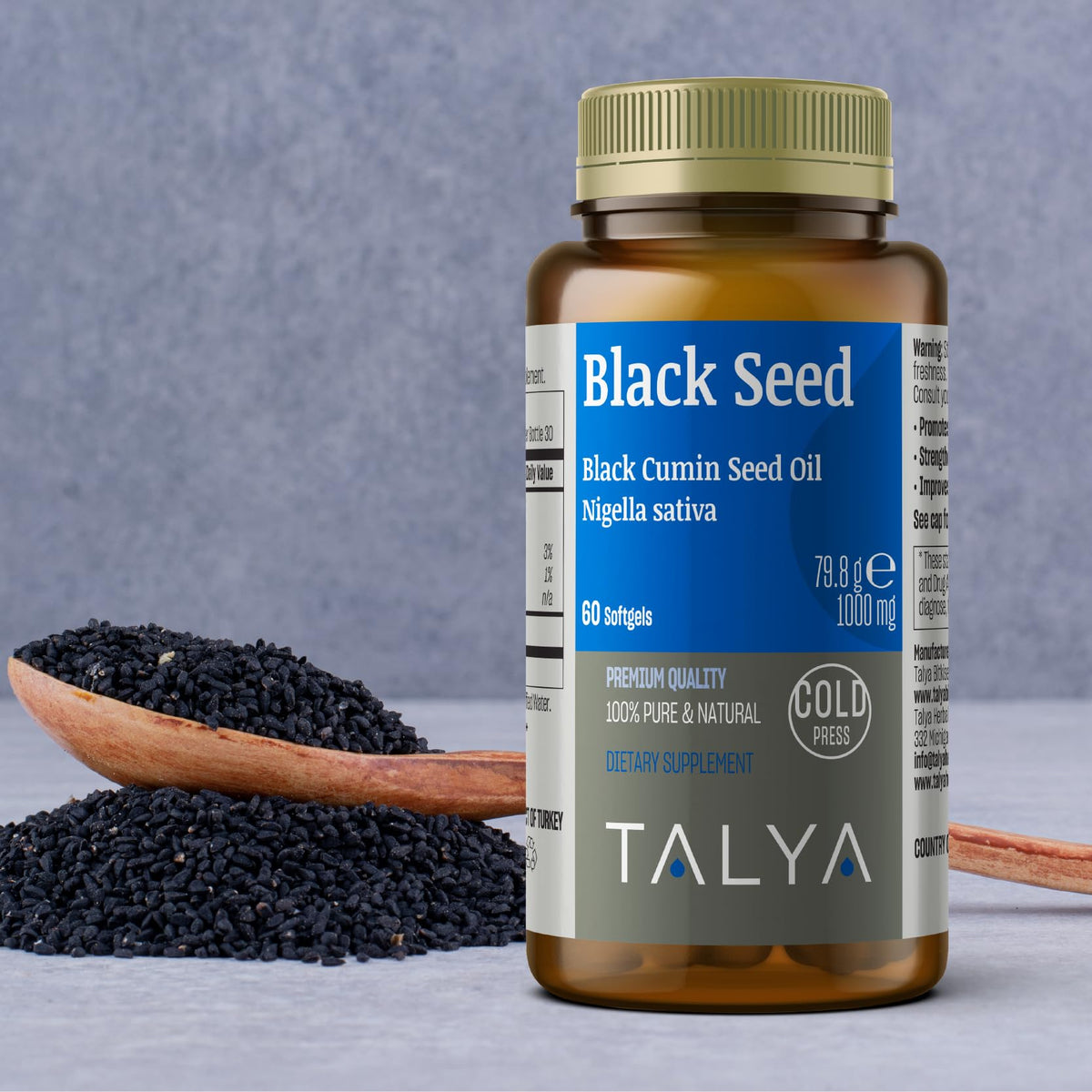 TALYA Huile de Graines Noires 100% Pure 113g - prise de vue lifestyle