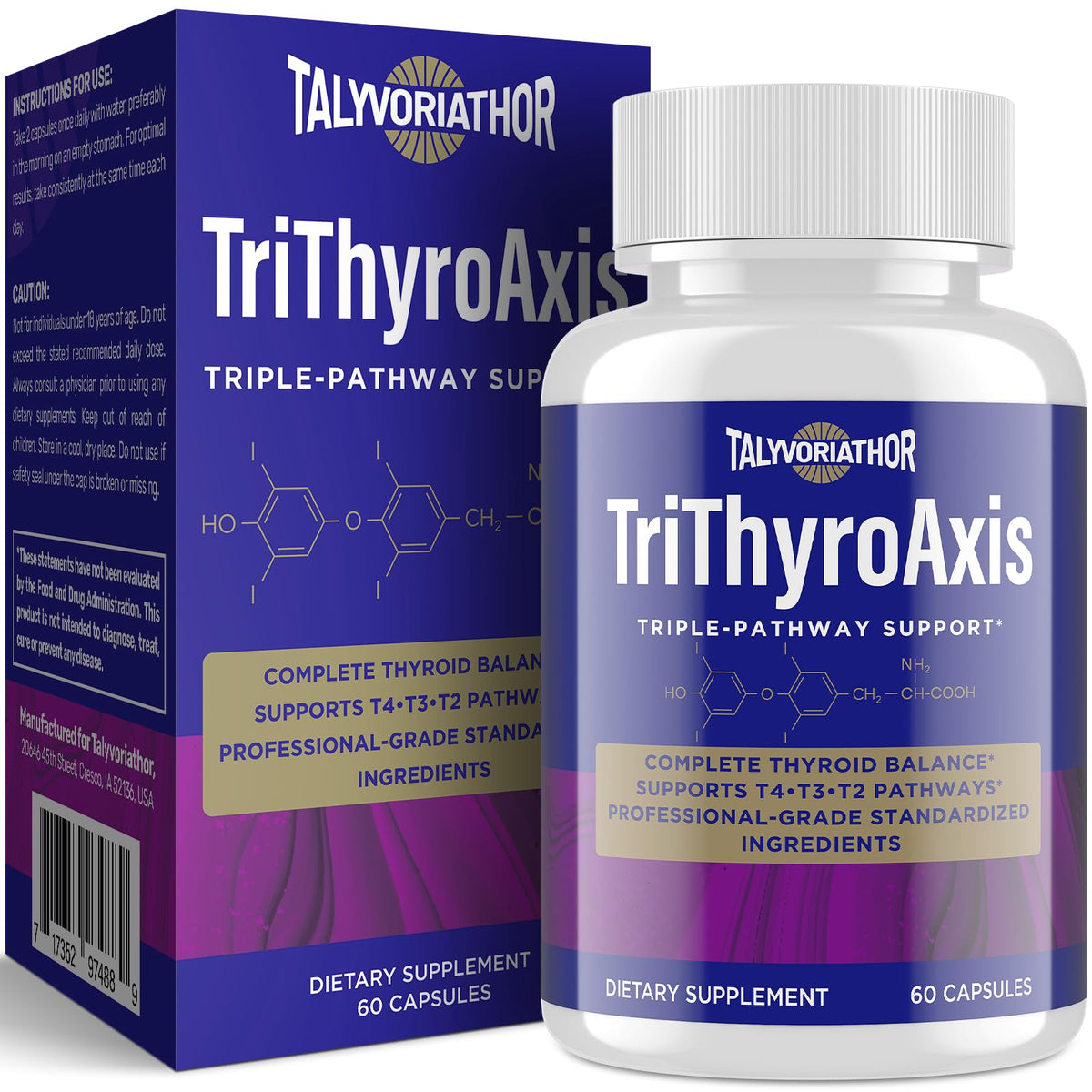Talyvorlathor complément alimentaire soutien thyroïdien 60 capsules vue avant
