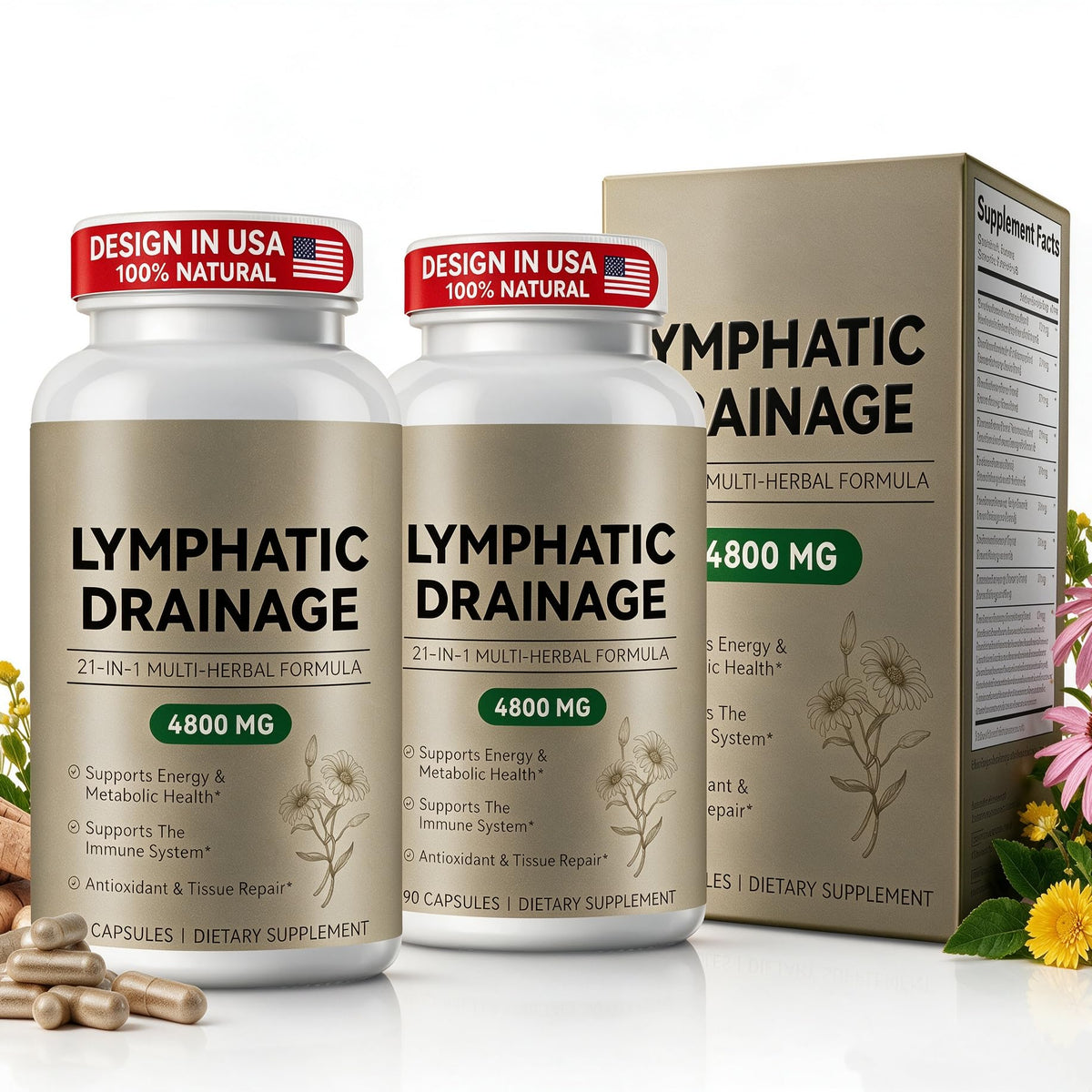 Tamiodfo Compléments Alimentaires Drainage Lymphatique 90 Capsules - Flacon avant