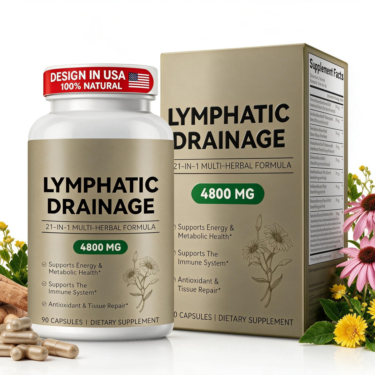 Tamiodfo Compléments Alimentaires Drainage Lymphatique 90 Capsules vue de face