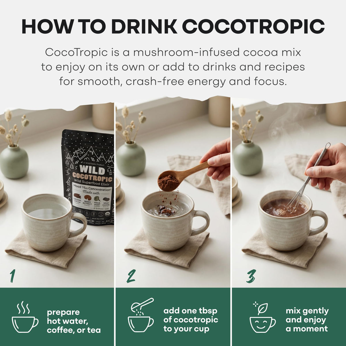 Tasse de chocolat chaud Wild Foods avec mousse