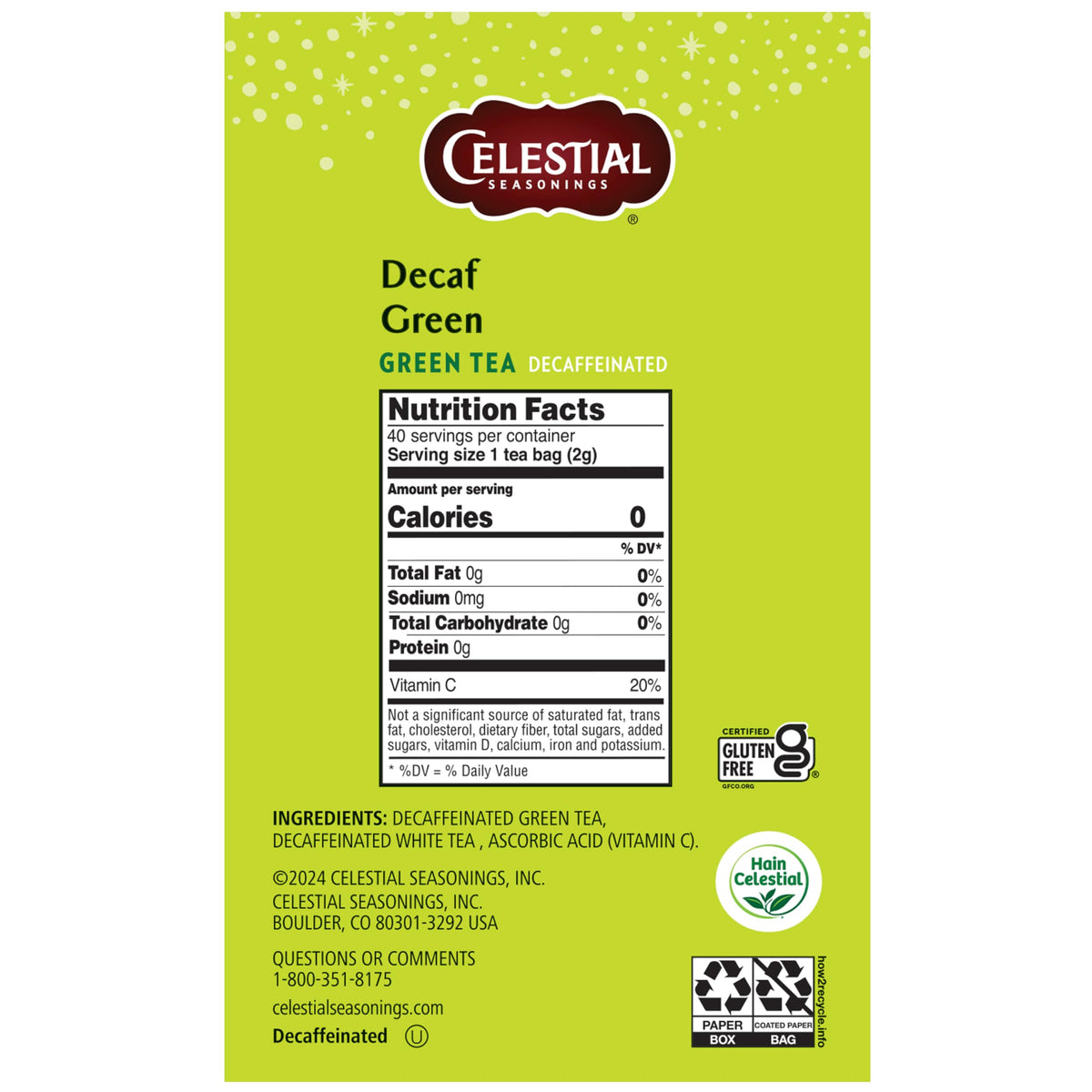 Tasse de Thé Vert Décaféiné Celestial Seasonings avec infusion chaude