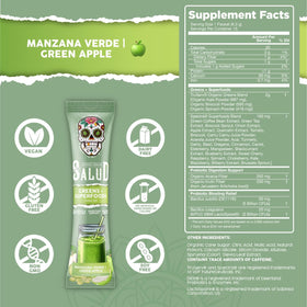 Taste Salud Poudre de Super-aliments 2-en-1 Pomme Verte contenu dans un verre