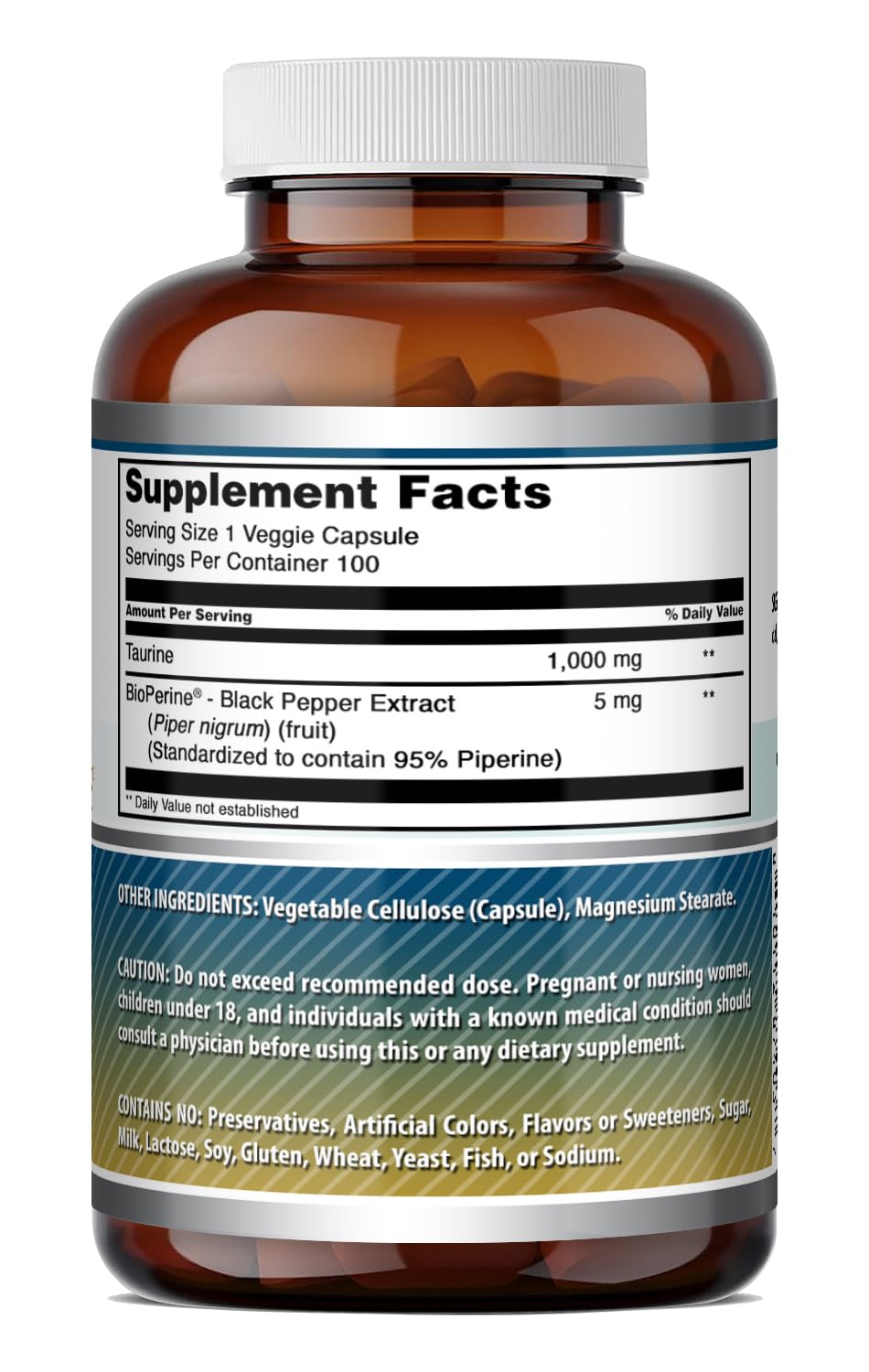 Taurine 1000 Mg Amazing Nutrition avec capsules végétales