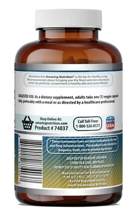 Taurine 1000 Mg avec Bioperine 5 mg Amazing Nutrition sur fond blanc