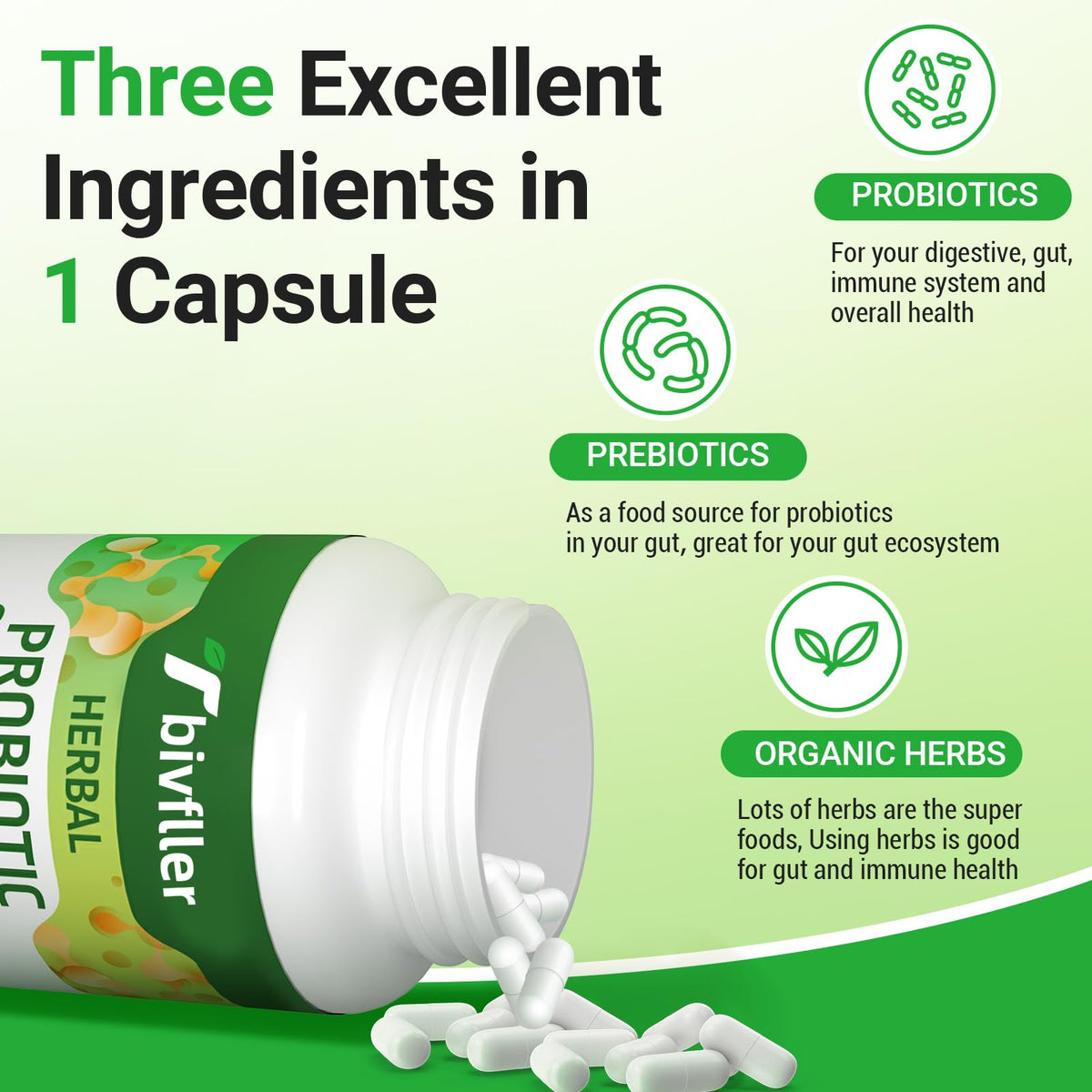 Tbivfller Probiotiques 300 Milliards CFU format de capsule