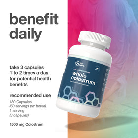 TBR Labs Colostrum Bovin Pur 180 Capsules sur une table