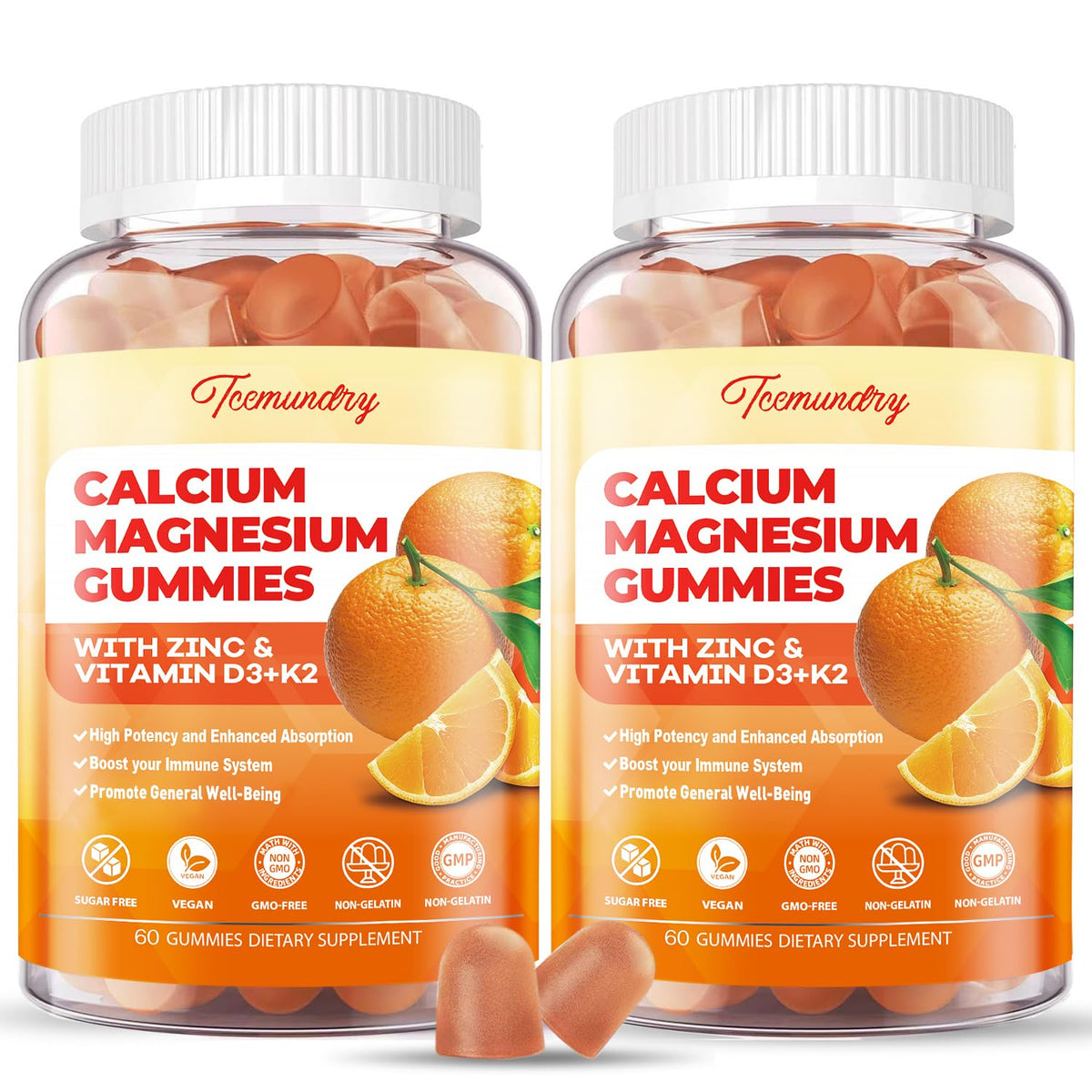 Tcemundry Gummies Calcium Magnésium Zinc bouteille vue avant