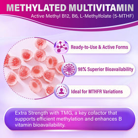 Tcemundry Multivitamine Methylée Femme 40+ Gummy avec bouchon