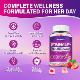 Tcemundry Multivitamine Methylée Femme 40+ Gummy avec d'autres compléments