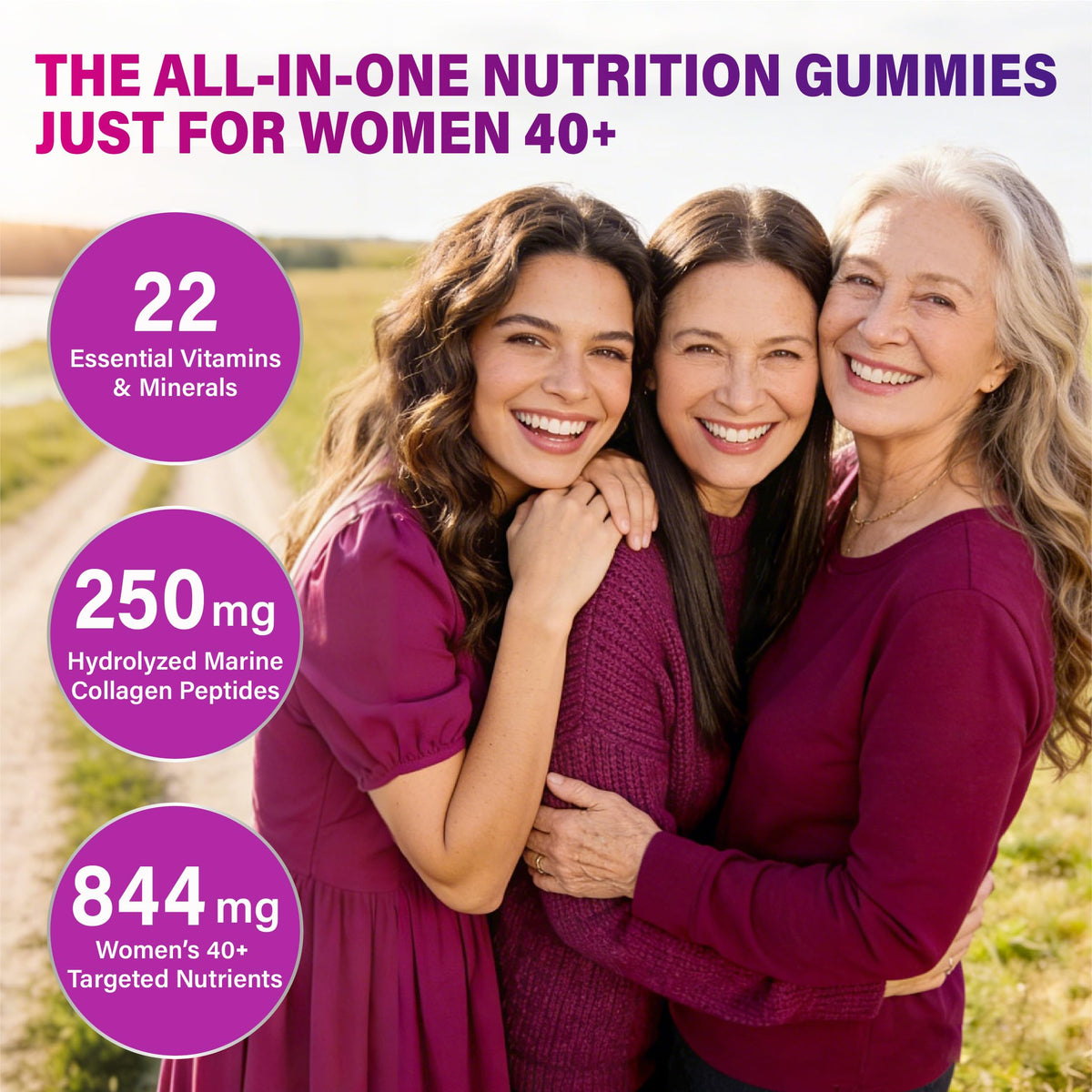 Tcemundry Multivitamine Methylée Femme 40+ Gummy côté
