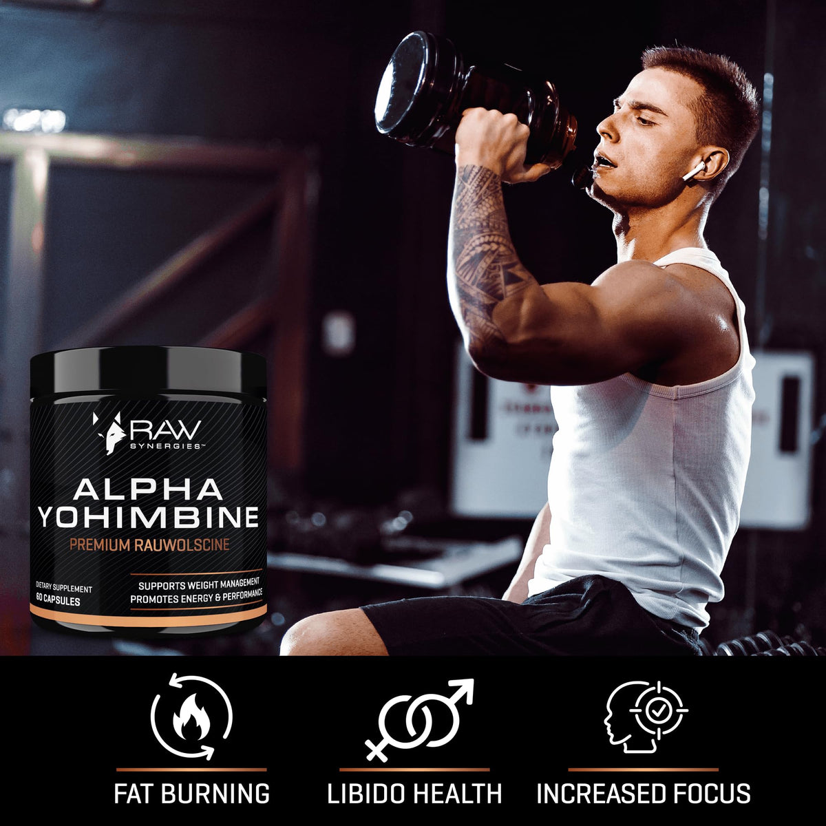 Team Six Supplements Alpha Yohimbine 60 capsules côté