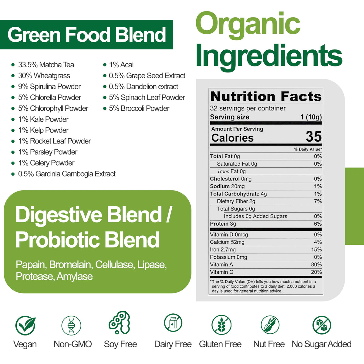 Teami Poudre de Super Greens Bio 390g emballage