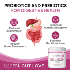 Teami Poudre Prébiotique et Probiotique 240g en préparation dans un verre