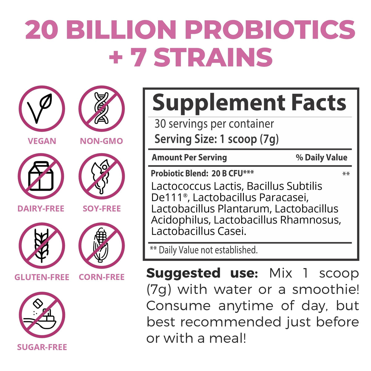 Teami Poudre Prébiotique et Probiotique 240g vue de côté