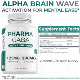 Teaveli GABA L-Theanine 100mg 200mg capsules avec étiquette