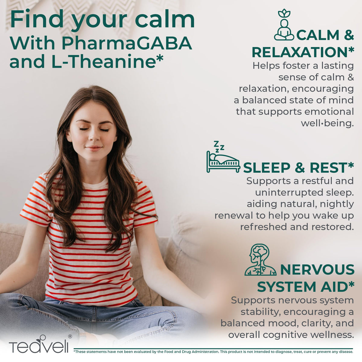 Teaveli GABA L-Theanine capsules ouvertes sur une table