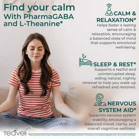 Teaveli GABA L-Theanine capsules ouvertes sur une table