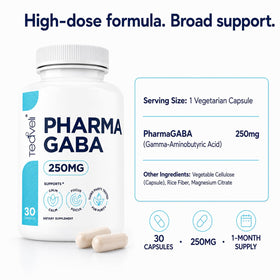 Teaveli Pharma GABA 250 mg capsules sur fond blanc