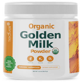 Teaveli Poudre de Lait Doré Bio 141g avant ouverture