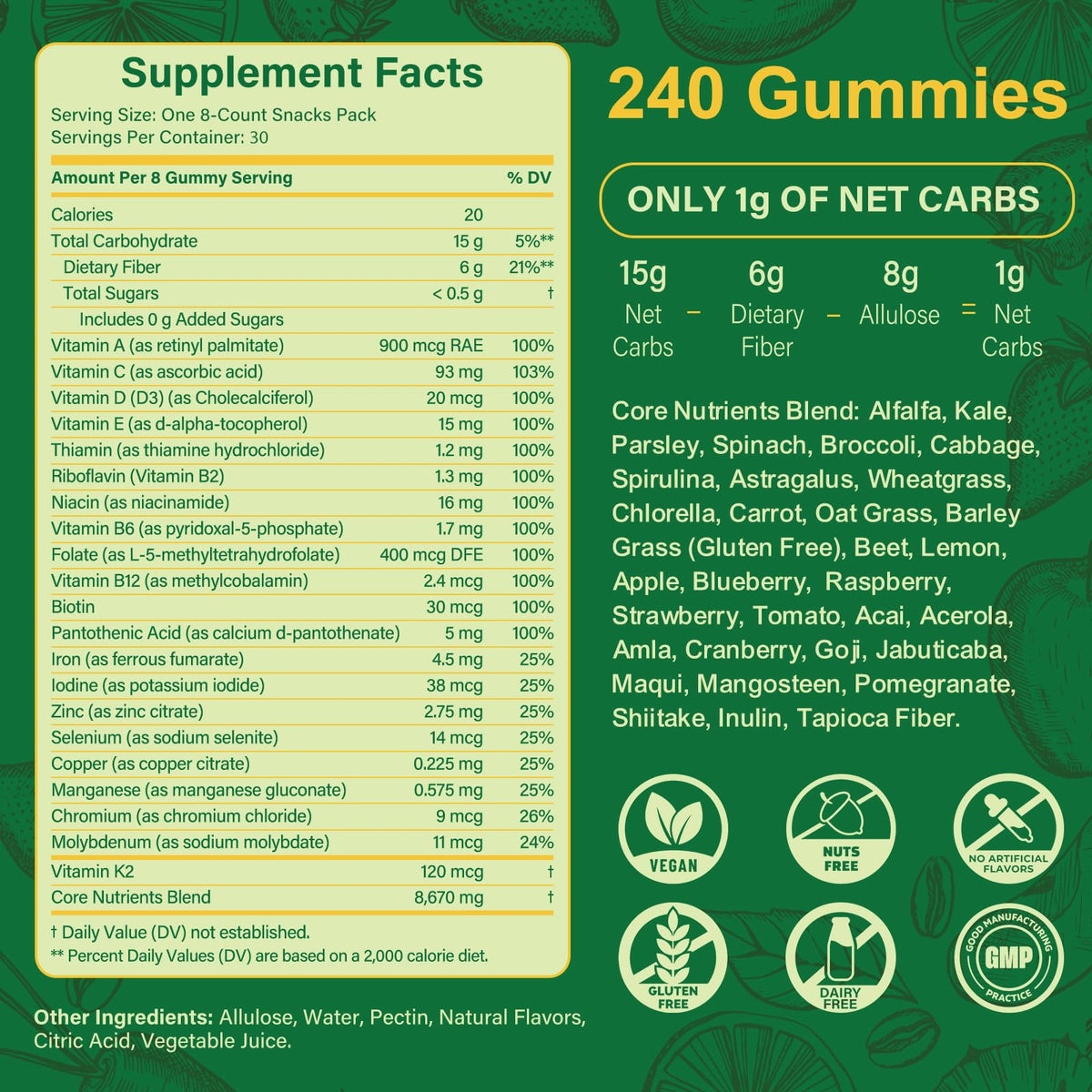 Tecepec Gummies Verts Sans Sucre sachets individuels