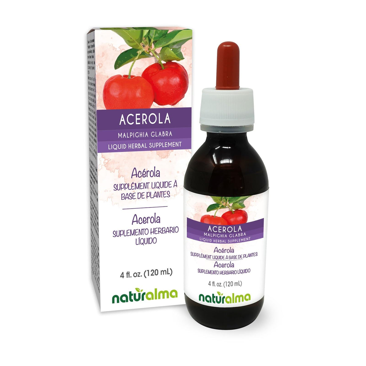Teinture d'Acerola Naturalma 4 fl oz avec étiquette avant