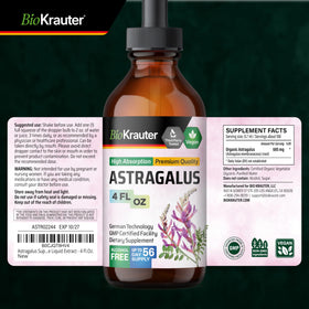 Teinture d'Astragale BIO KRAUTER à côté de gouttes sur une cuillère