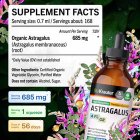 Teinture d'Astragale BIO KRAUTER dans un verre avec de l'eau