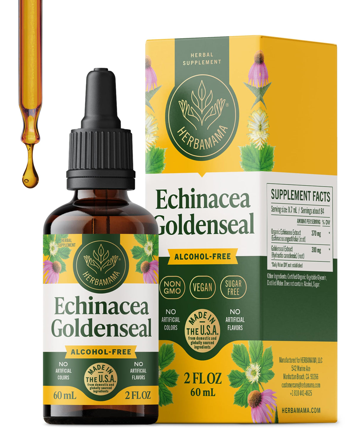 Teinture d'Echinacea Goldenseal HERBAMAMA 159g vue avant