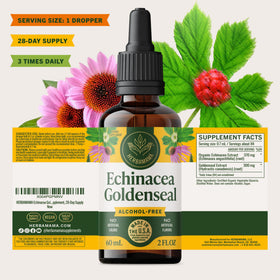 Teinture d'Echinacea Goldenseal HERBAMAMA avec un fond blanc