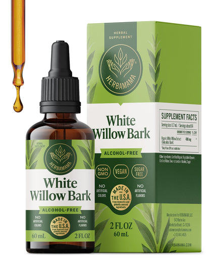 Teinture d'écorce de saule blanc HERBAMAMA, bouteille vue de face