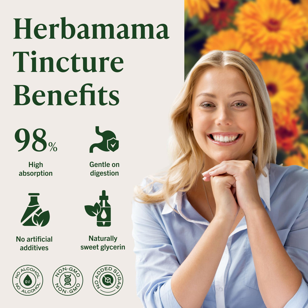 Teinture de Calendula HERBAMAMA sur fond blanc