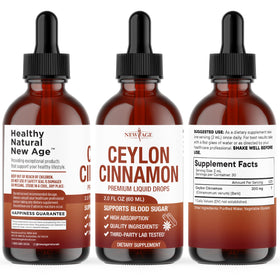 Teinture de Cannelle de Ceylan NEW AGE avec goutte au-dessus du flacon
