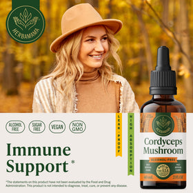 Teinture de champignon Cordyceps HERBAMAMA flacon arrière