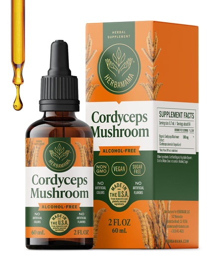 Teinture de champignon Cordyceps HERBAMAMA flacon avant