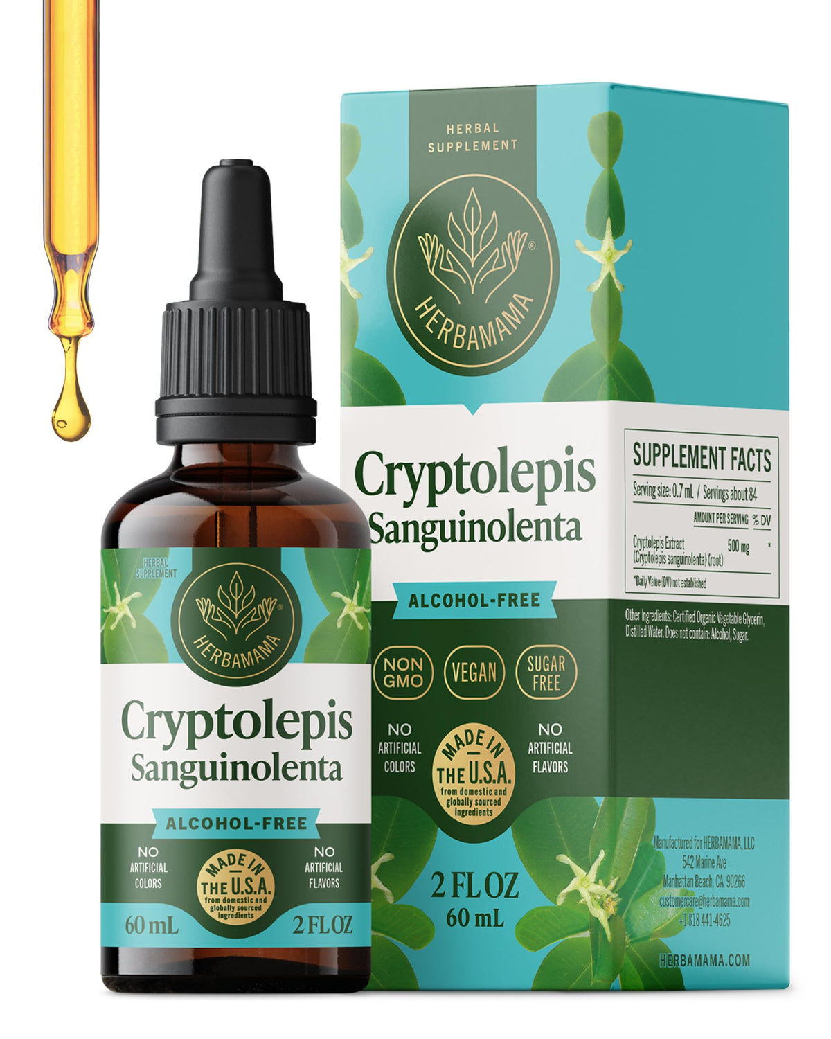 Teinture de Cryptolepis HERBAMAMA vue de face avec étiquette