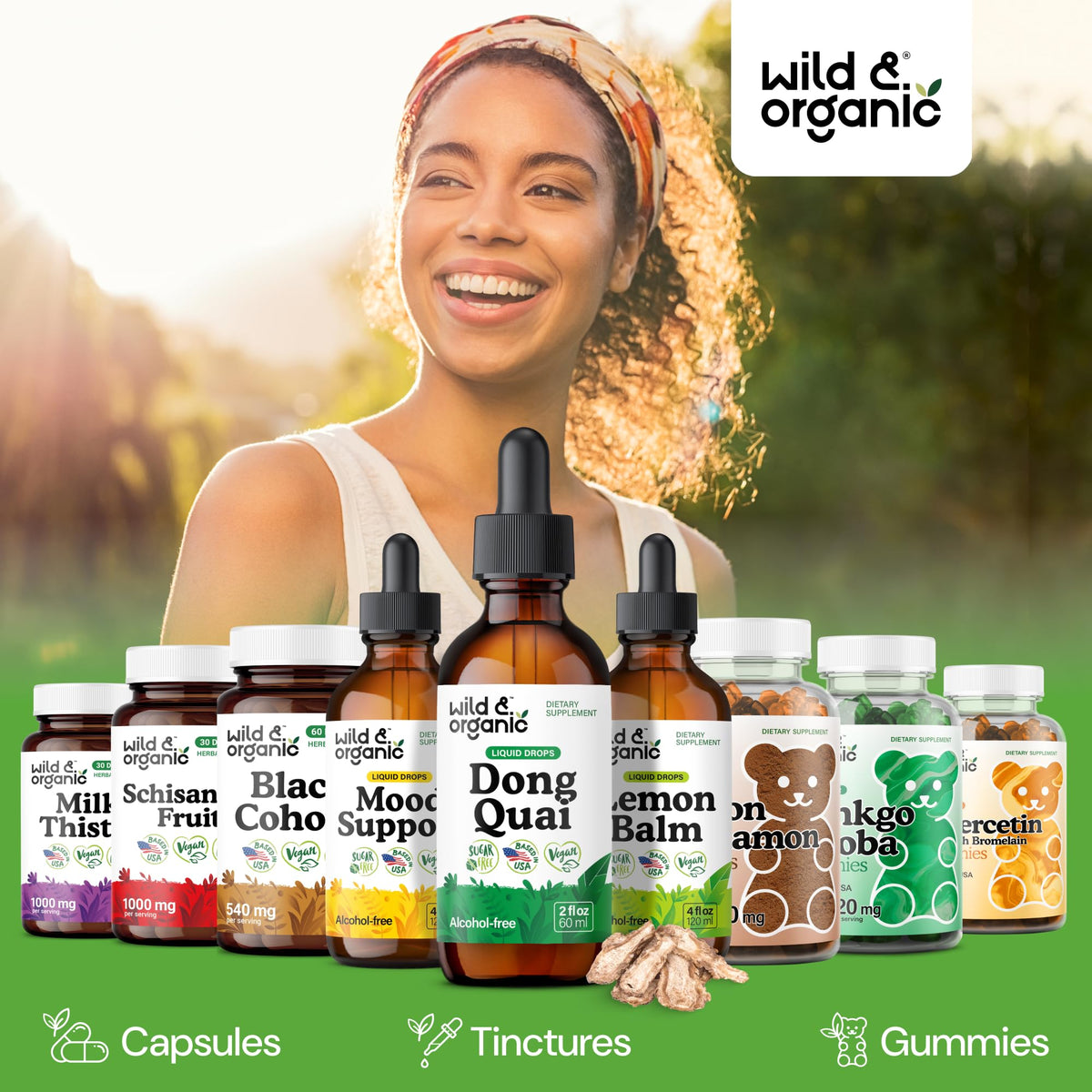 Teinture de Dong Quai Wild & Organic avec ingrédients naturels