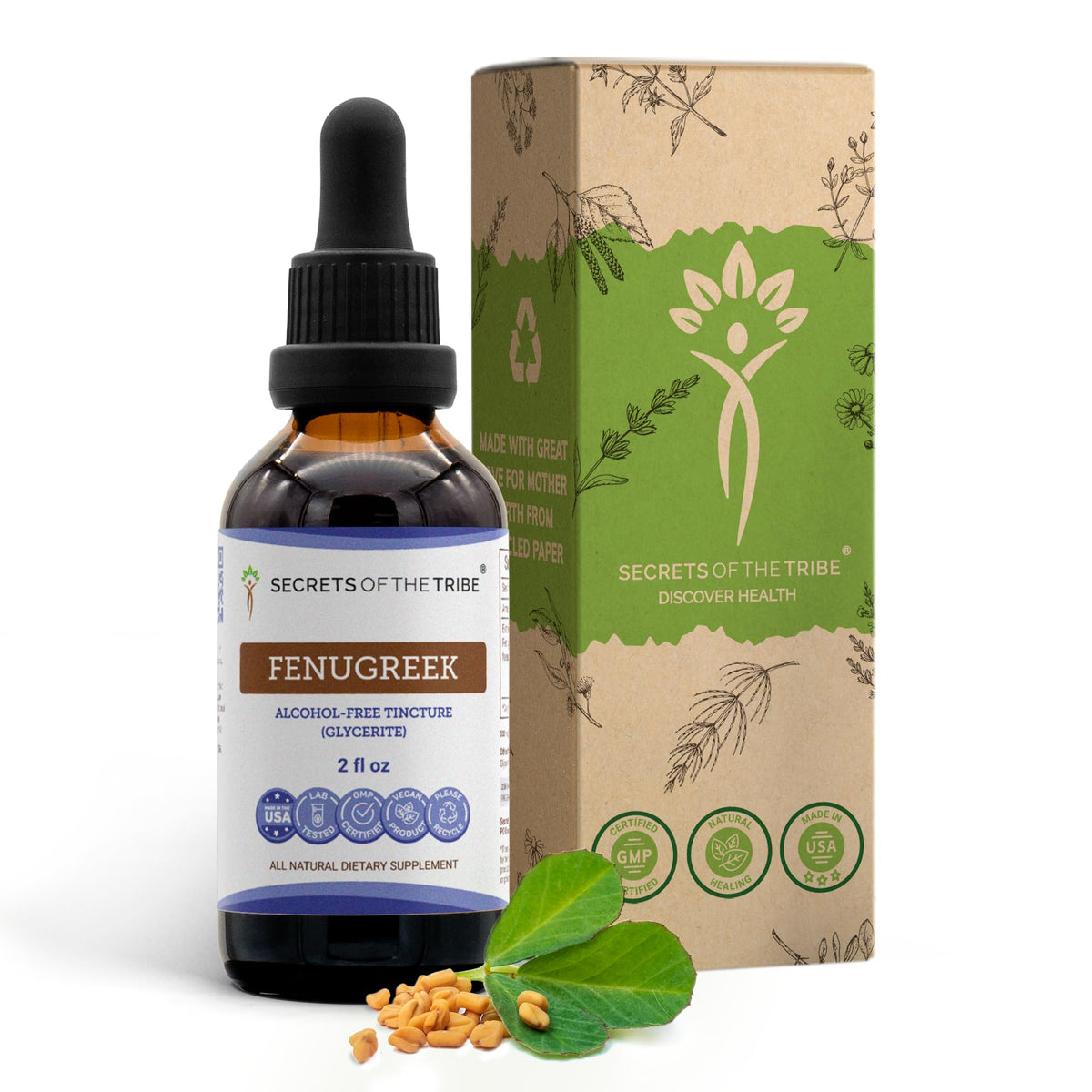 Teinture de fenugrec Secrets of the Tribe 59ml vue de face